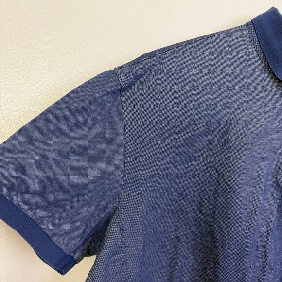 Ermenegildo Zegna Polo Shirt Blue Mens L/XL Short Sleeve Button Up Designer - Picture 8 of 9